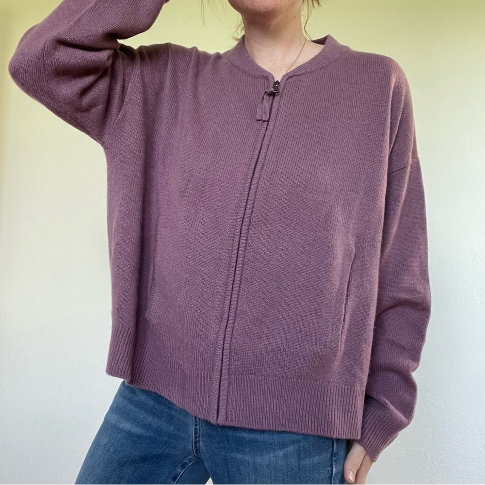 Garnet Hill Cashmere Crewneck Sweater in Plum